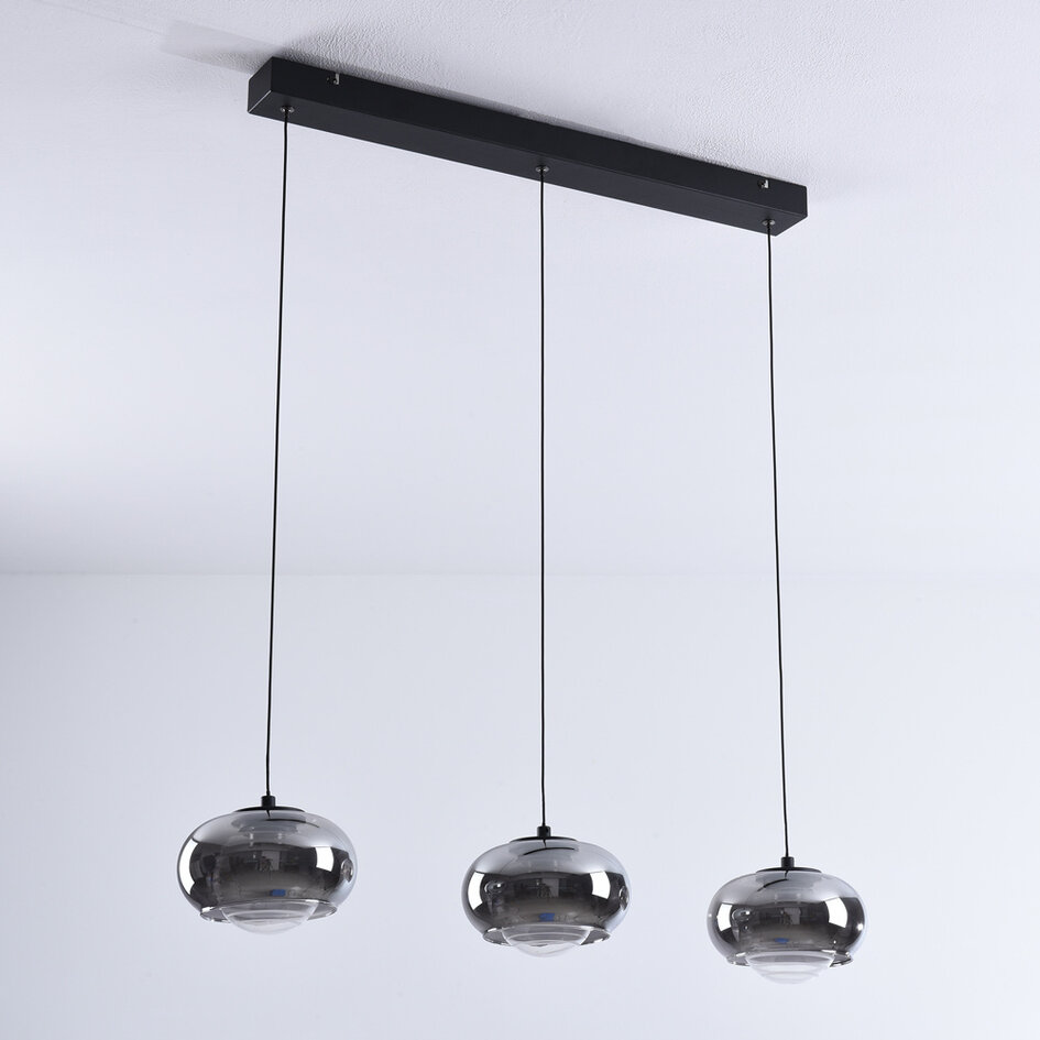 Lampa wisząca z przydymionym szkłem i 3-stopniowo ściemnialnymi LED-ami - Vive