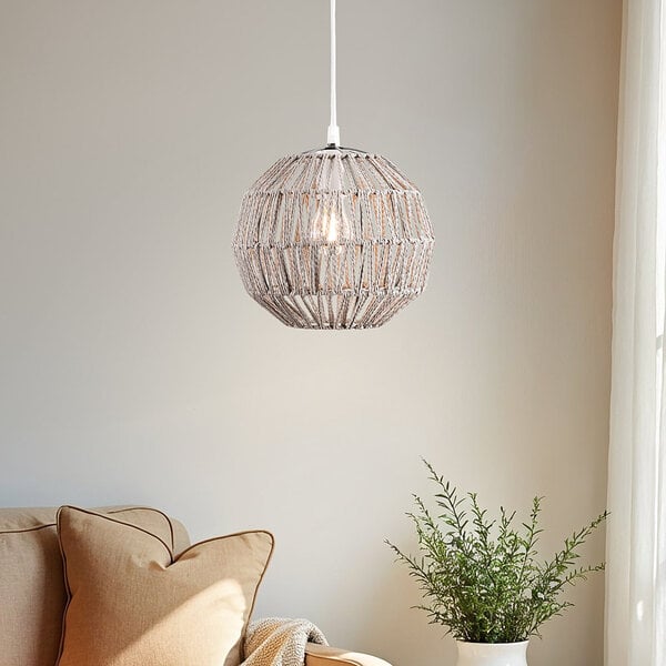 Lampa wisząca Haora – w stylu boho, z jasnobrązowego sznurka konopnego