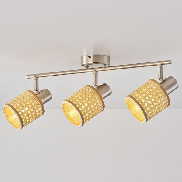 Bohemian rattanowa lampa sufitowa, 3 światła - Raua