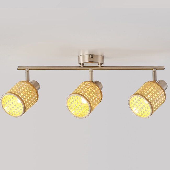 Bohemian rattanowa lampa sufitowa, 3 światła - Raua