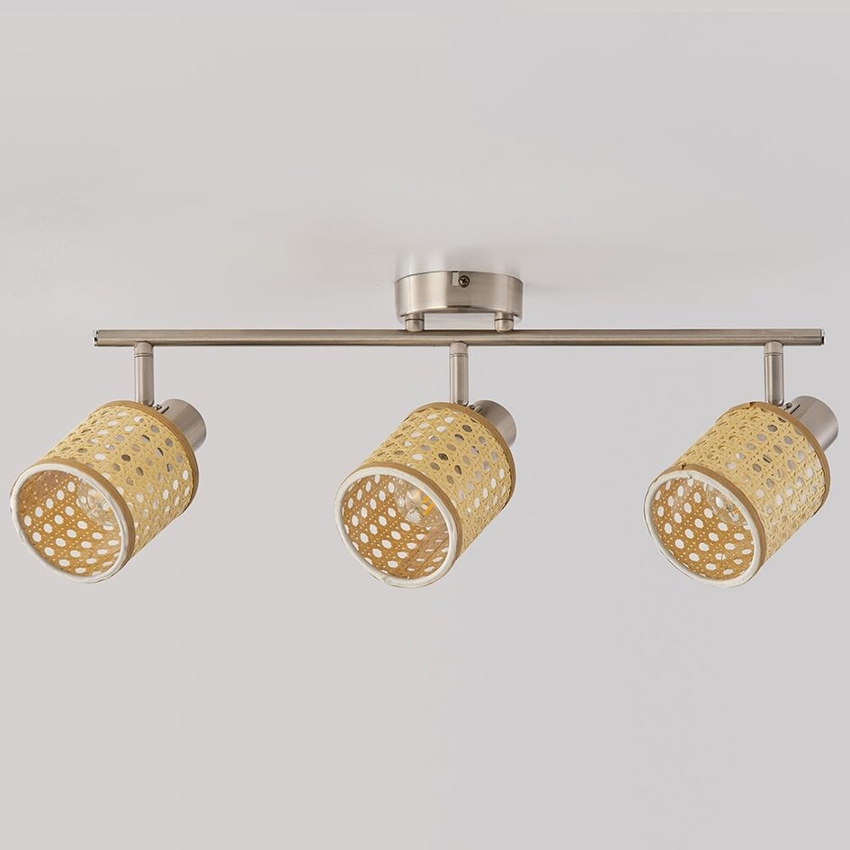 Bohemian rattanowa lampa sufitowa, 3 światła - Raua