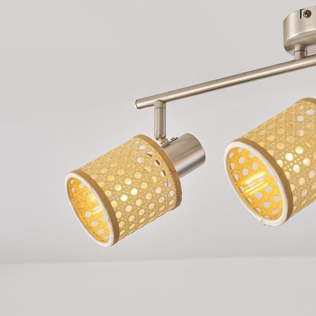 Bohemian rattanowa lampa sufitowa, 3 światła - Raua