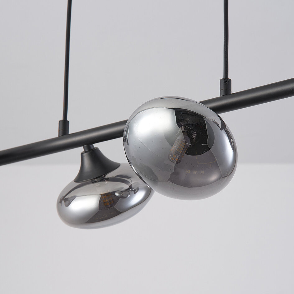 Lampa wisząca ze szkłem przydymionym, 6 światła - Ovais