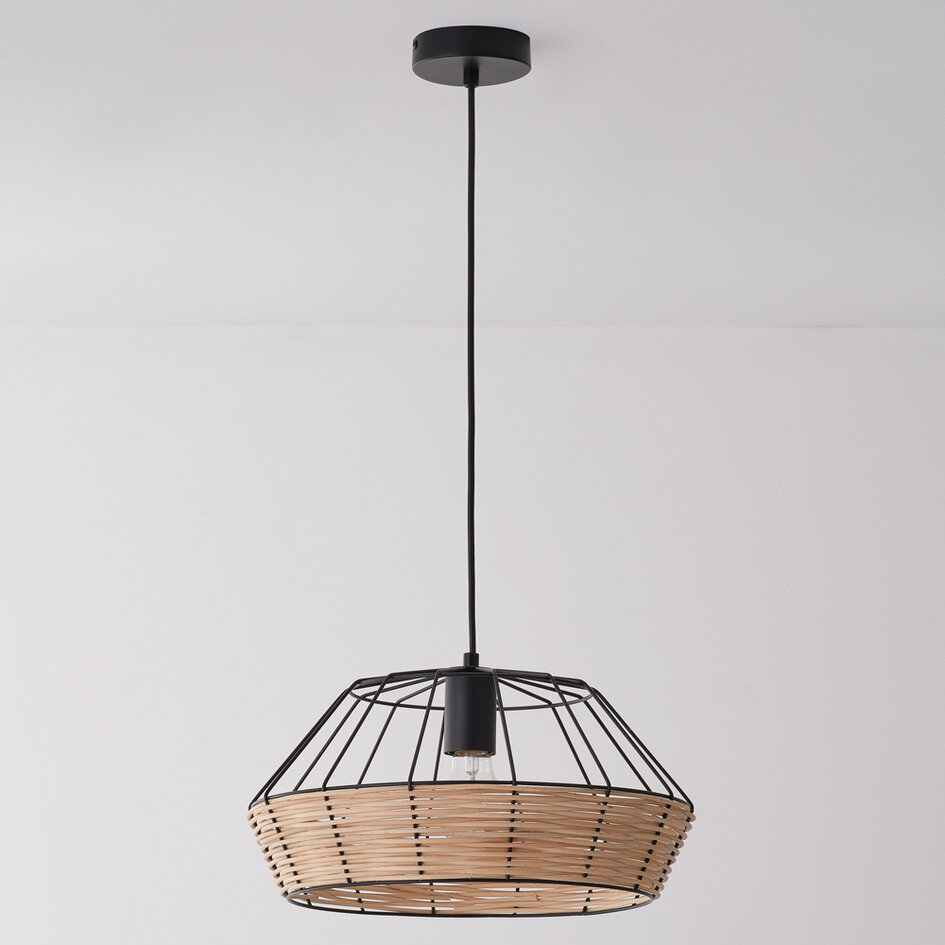 Industrialna lampa wisząca z rattanu - Mimbre