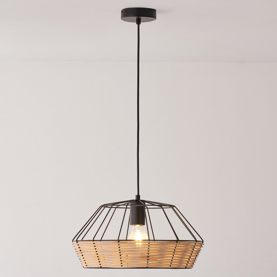 Industrialna lampa wisząca z rattanu - Mimbre