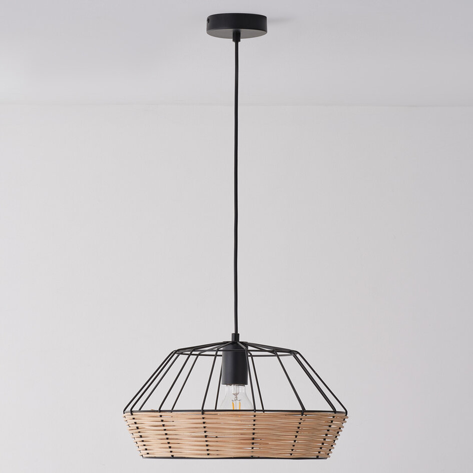 Industrialna lampa wisząca z rattanu - Mimbre