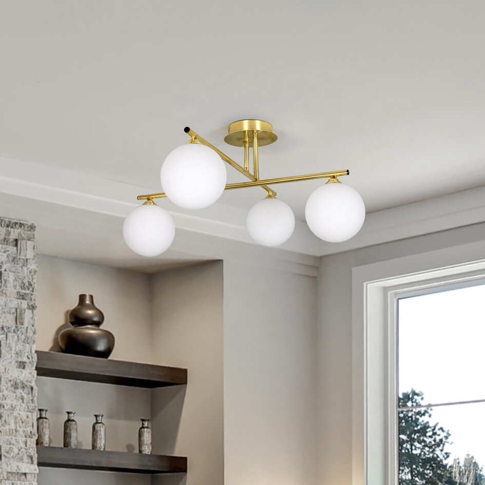 Elegante lampa sufitowa, 4 światła złota - Nymo