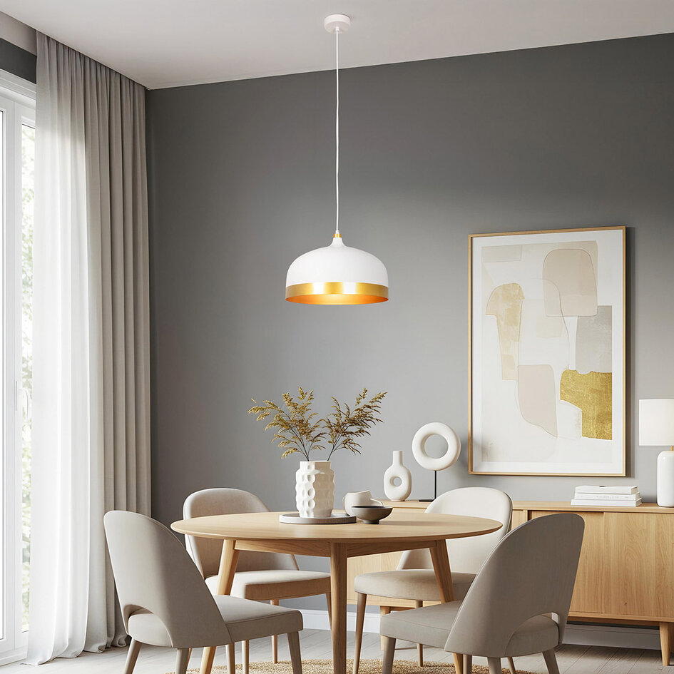 Industrialna lampa wisząca ze złotymi detalami - Zelta