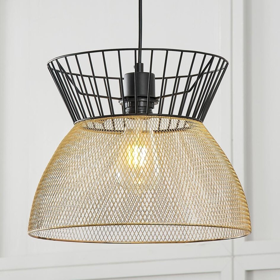 Nowoczesna lampa wisząca czarno-złota - Netti