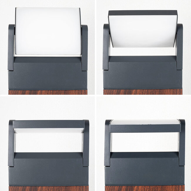 Lampa stojąca zewnętrzna z uchylnym reflektorem Jidde - imitacja drewna