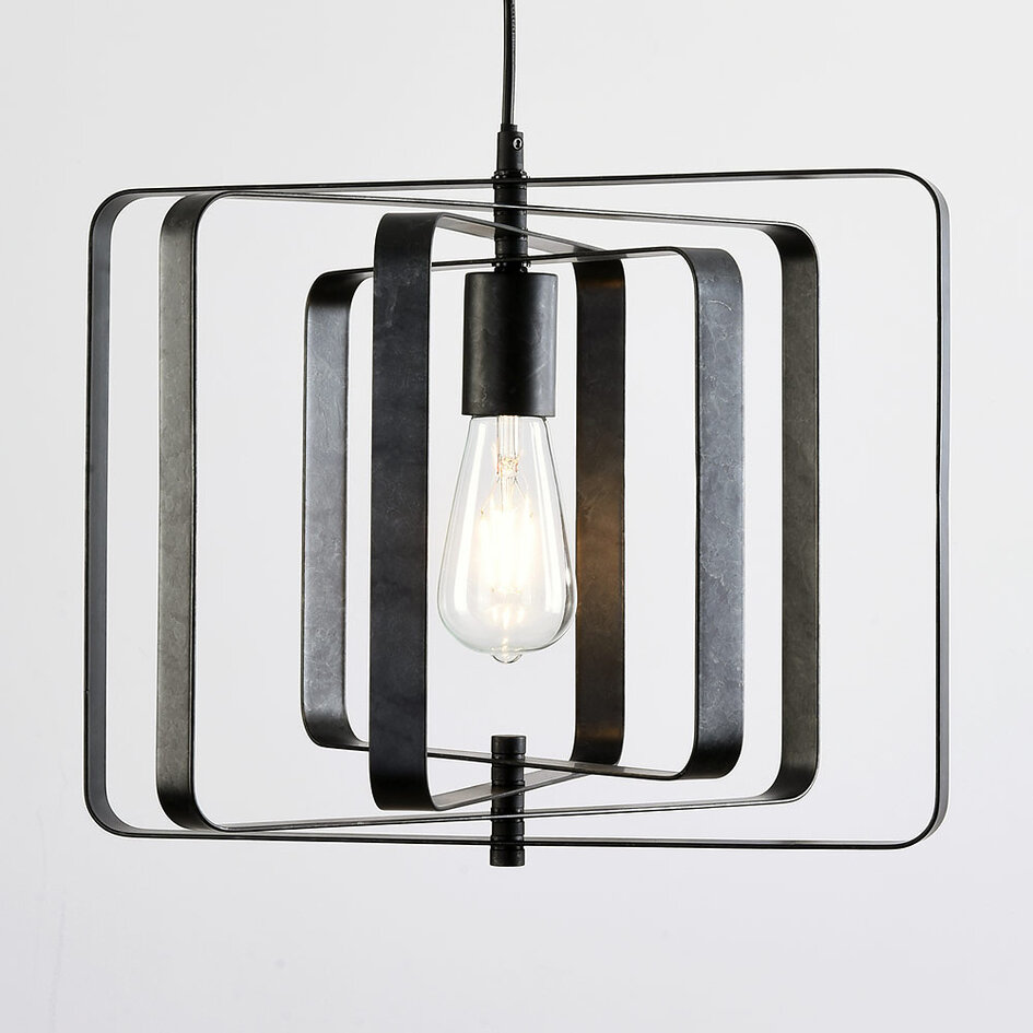 Czarna lampa wisząca, 1-światło - Mikio