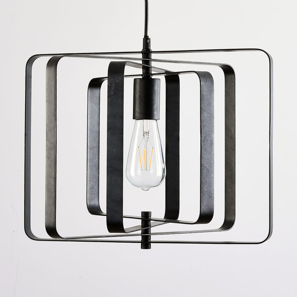 Czarna lampa wisząca, 1-światło - Mikio