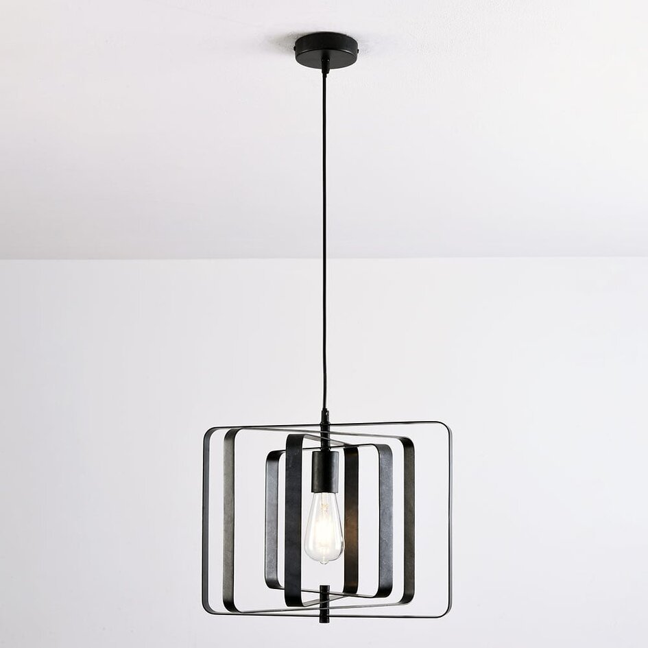 Czarna lampa wisząca, 1-światło - Mikio