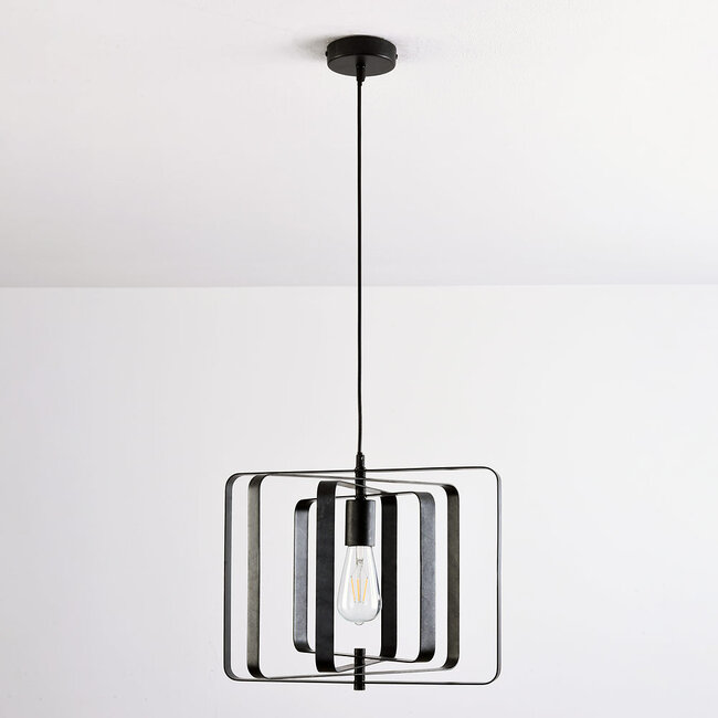 Czarna lampa wisząca, 1-światło - Mikio