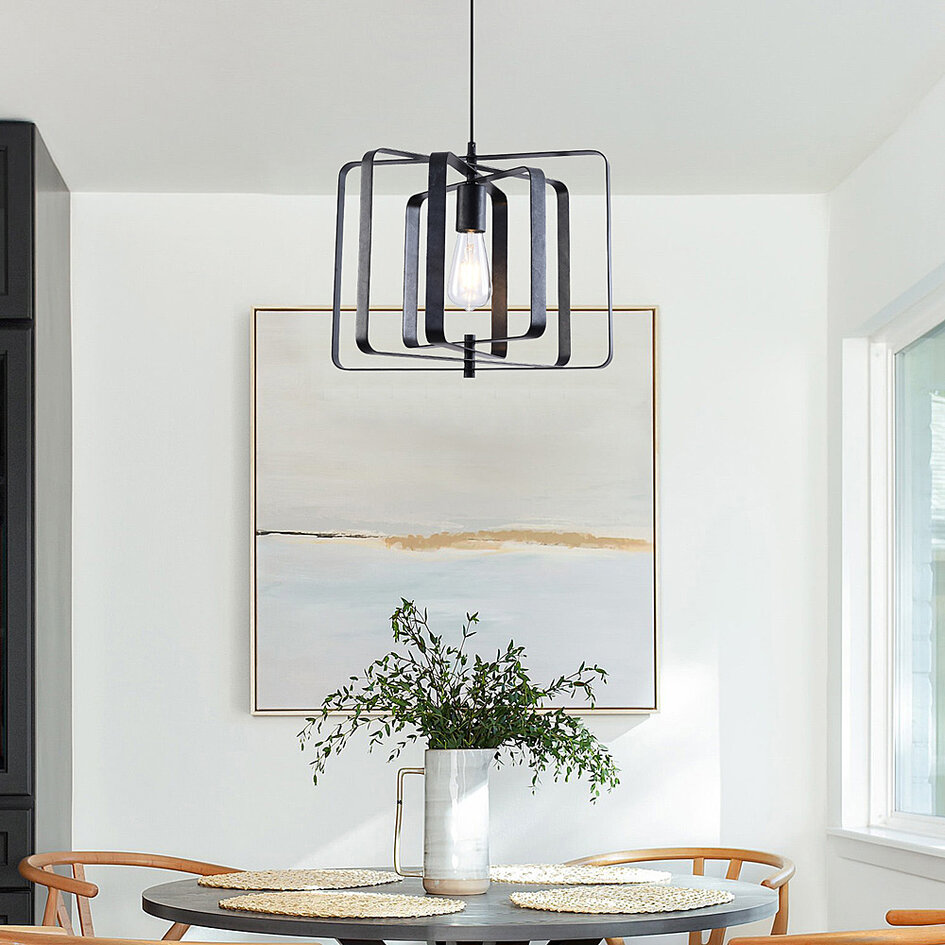 Czarna lampa wisząca, 1-światło - Mikio