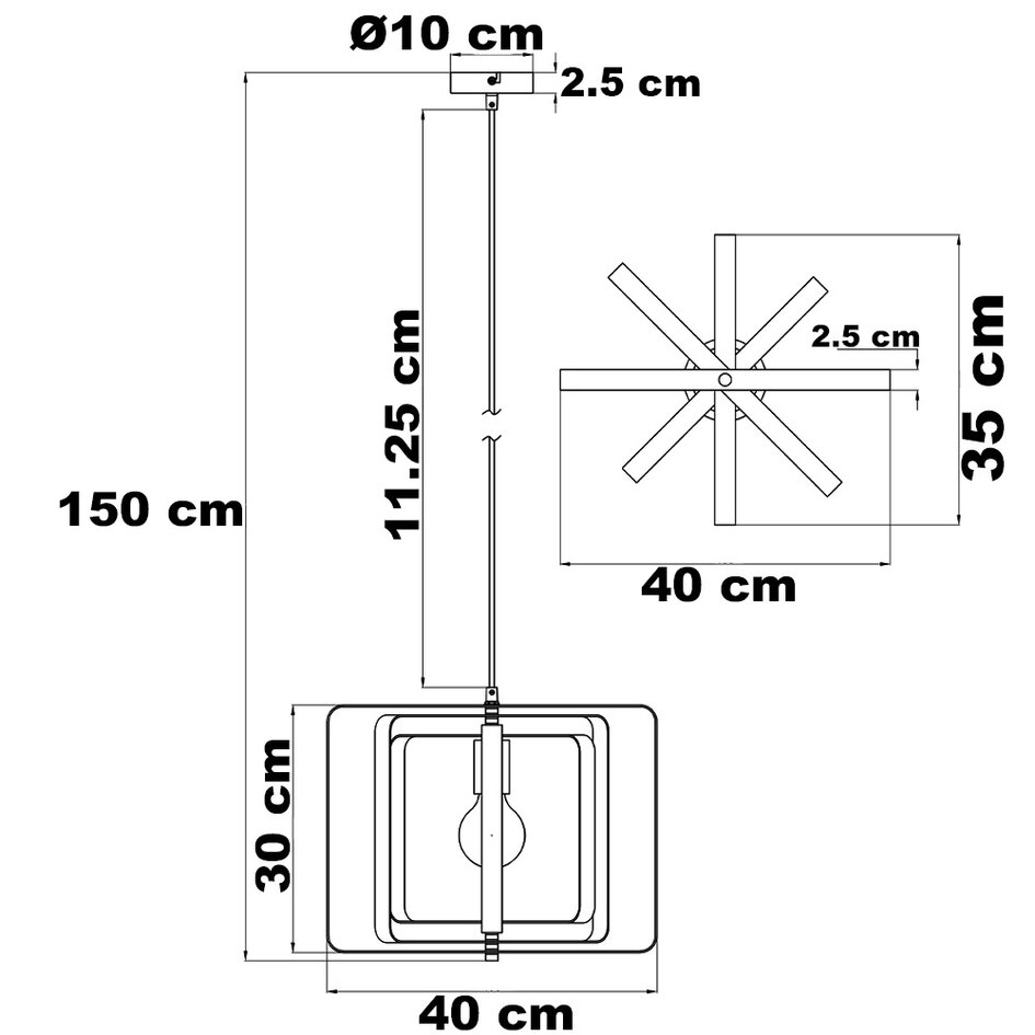Czarna lampa wisząca, 1-światło - Mikio