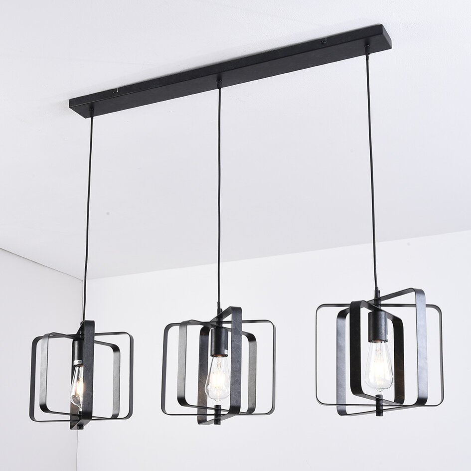 Industrialna lampa wisząca, 3 światła - Maiko