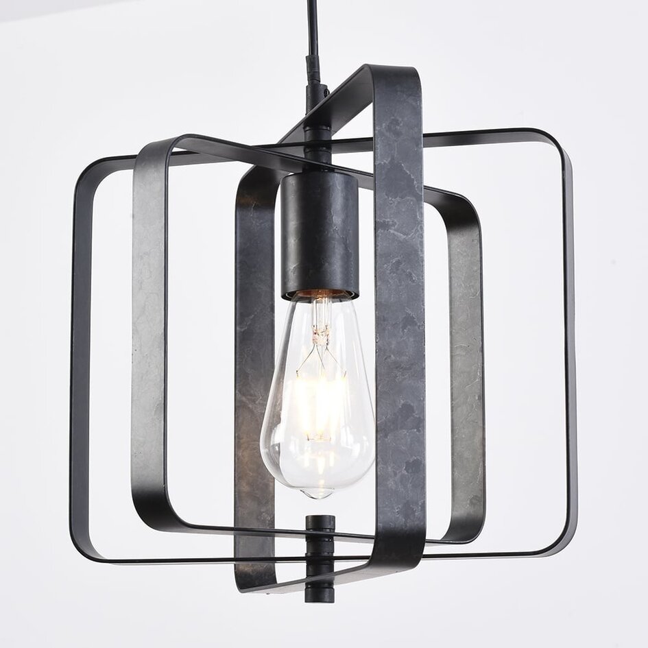 Lampa wisząca Maiko – industrialna, 3-punktowa, czarna otwarta rama