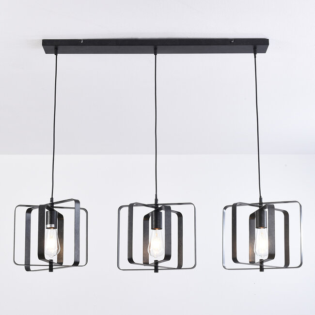 Industrialna lampa wisząca, 3 światła - Maiko