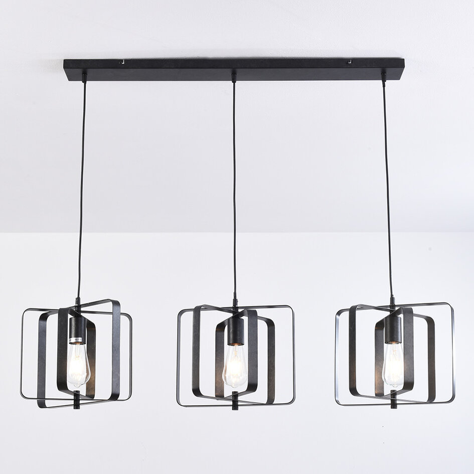 Industrialna lampa wisząca, 3 światła - Maiko