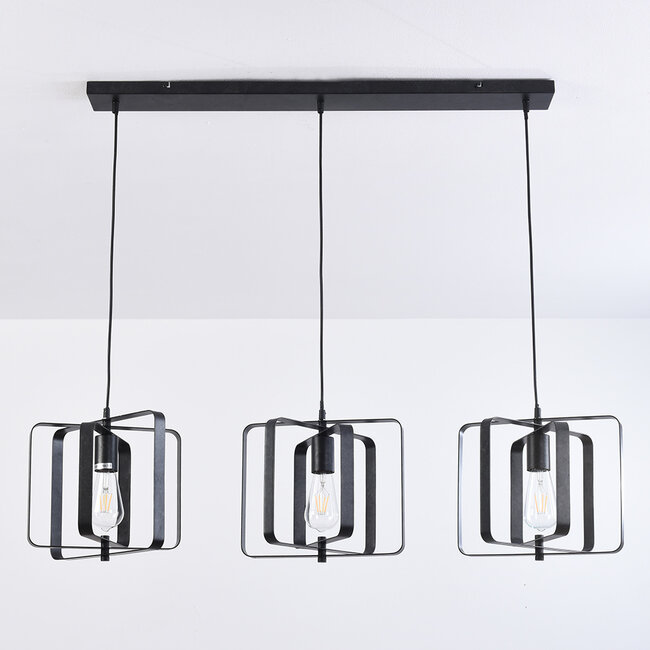 Industrialna lampa wisząca, 3 światła - Maiko