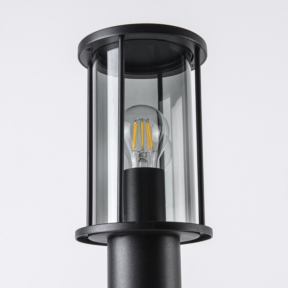 Lampa podłogowa zewnętrzna ze szkłem dymionym - Penn - czarna 60 cm