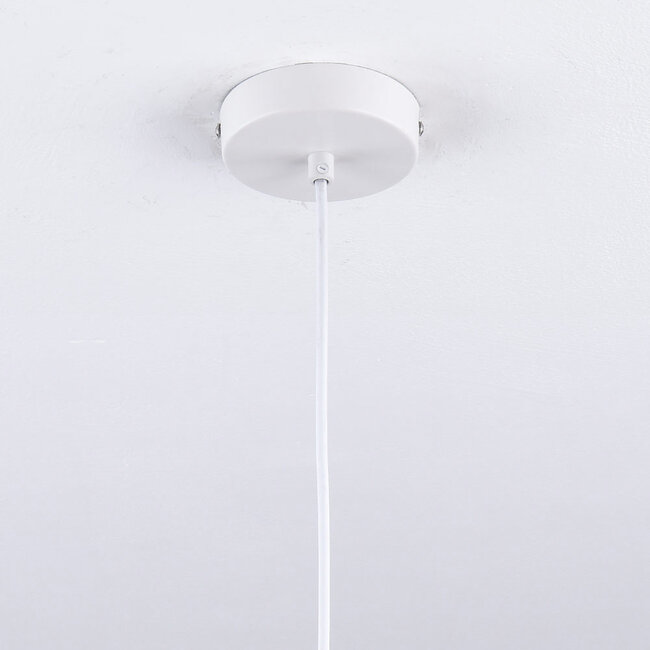 Okrągła drewniana lampa wisząca Ikoma