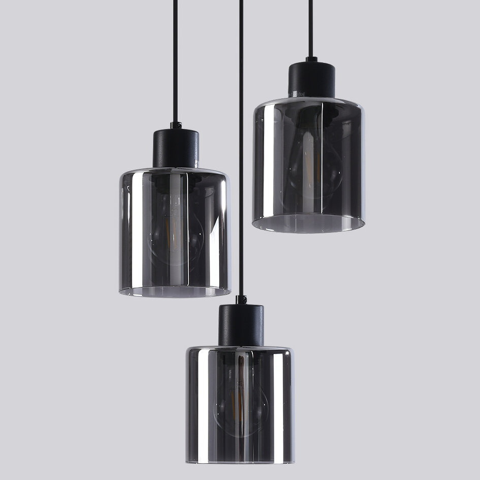 Design lampa wisząca Pella, 3 światła - przydymione szkło