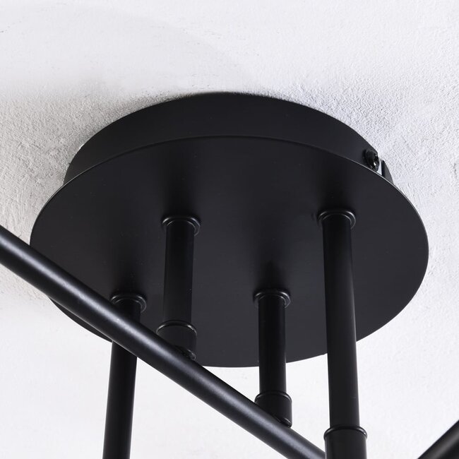 Czarna lampa sufitowa Agios ze szkłem przydymionym, 6 światła