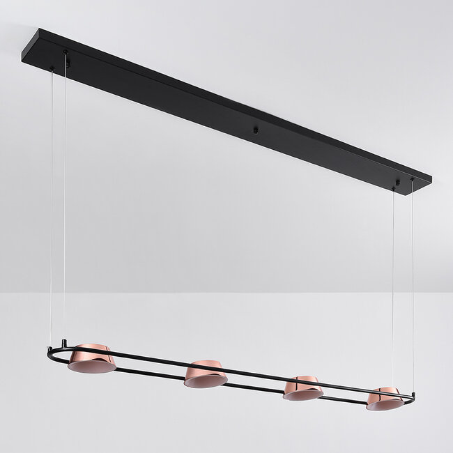 Nowoczesna lampa wisząca z wbudowanym źródłem LED, czarna z różowym złotem - Calisto