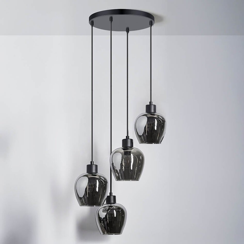 4-światła lampa wisząca ze szkła przydymionego - Raleigh