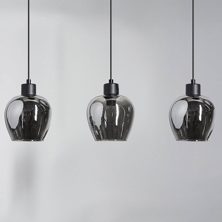 3 światła lampa wisząca z przydymionym szkłem - Vegas