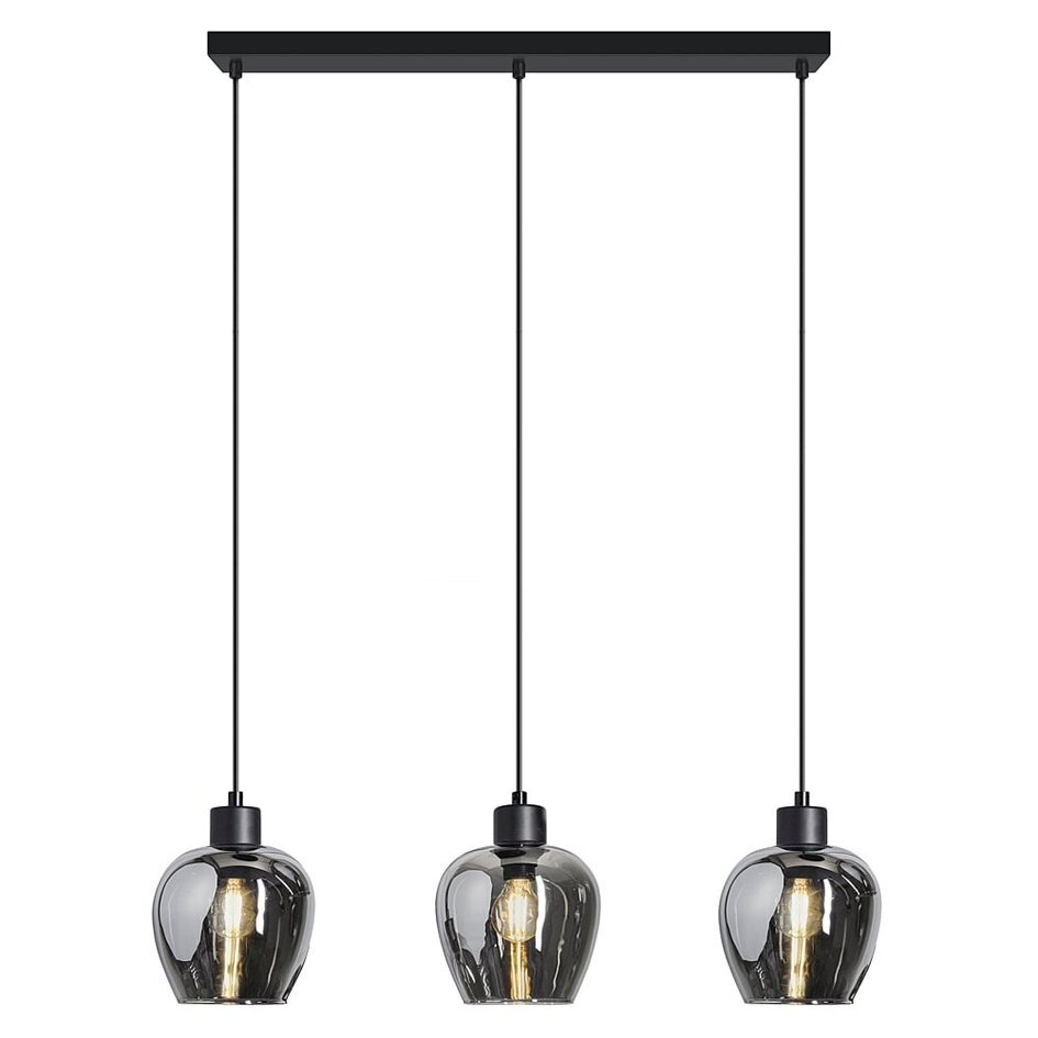 3 światła lampa wisząca z przydymionym szkłem - Vegas