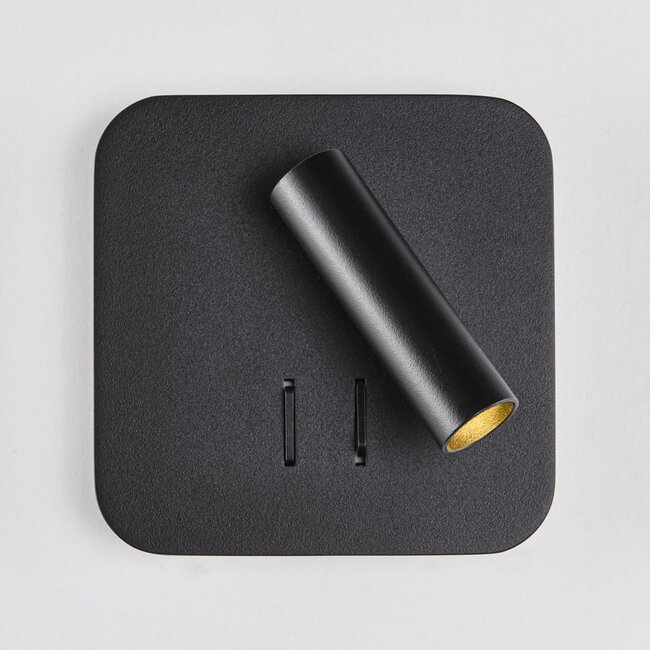 Kinkiet kwadratowy z podświetlaną płytą ścienną i obrotowym reflektorem - Sofian