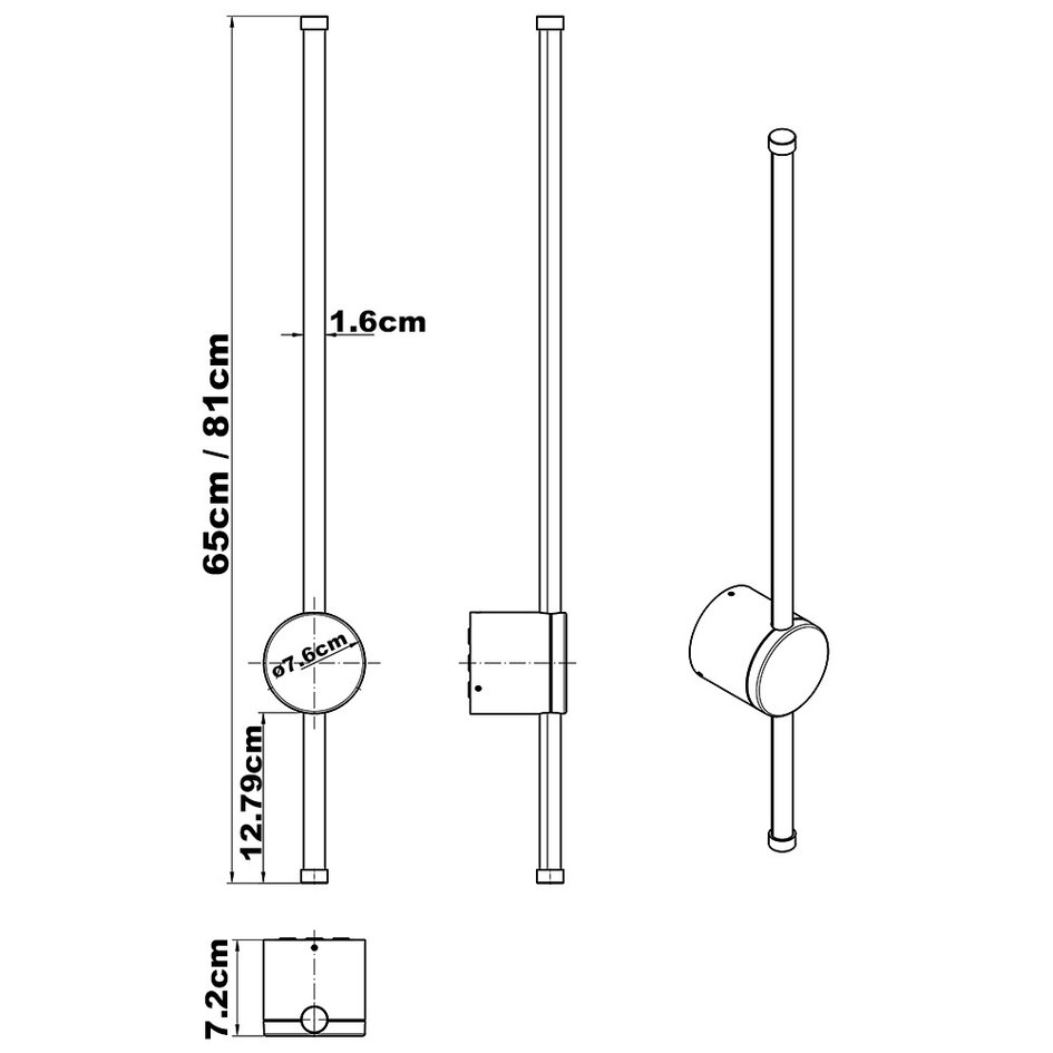Czarne nowoczesne kinkiety 65 cm, 12W - Marny