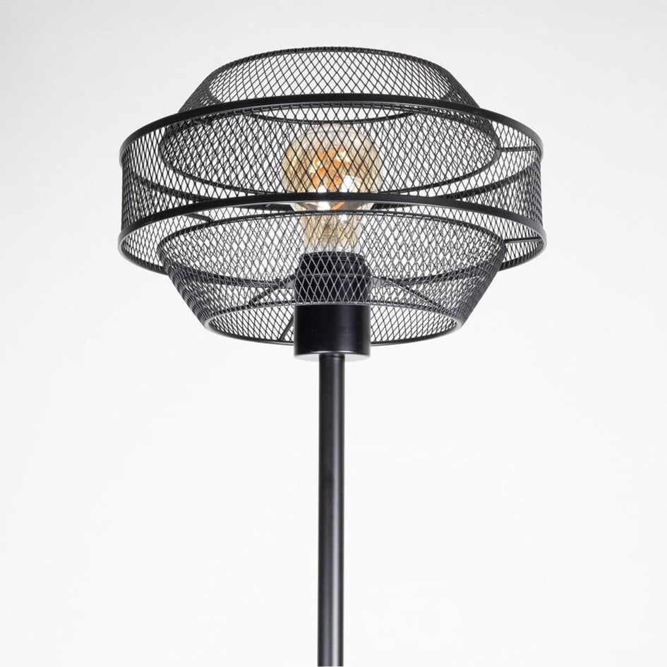 Lampa podłogowa Julian – czarna, z ażurowym kloszem