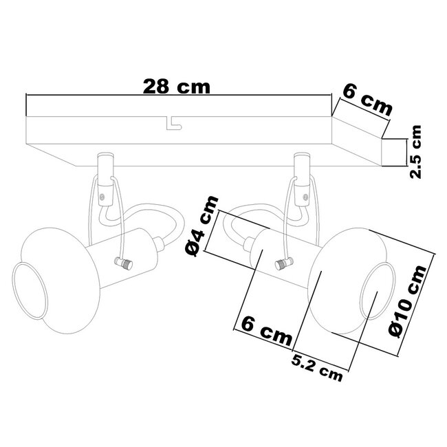 Lampa sufitowa ze szkłem przydymionym szarym, 2 światła - Seppe