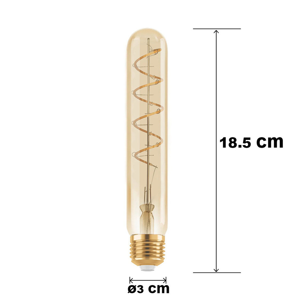 E27 ściemnialna podłużna żarówka bursztynowa ze spiralą 18,5 cm, 4W, 1600K