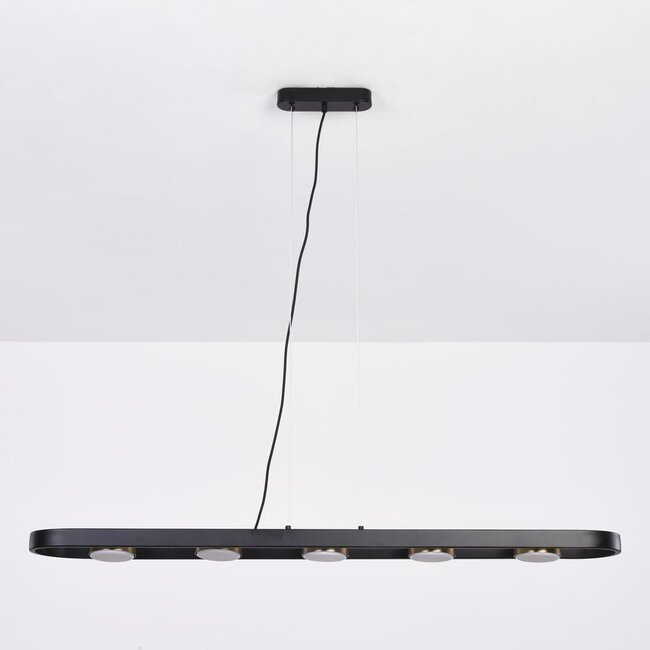 Czarna lampa wisząca Sesto ze złotymi detalami