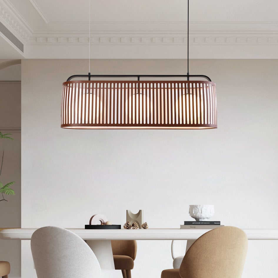Lampa wisząca ze skórzanym kloszem, 3 światła - Marrone