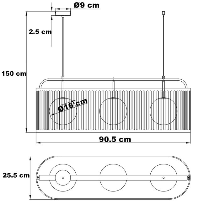Lampa wisząca ze skórzanym kloszem, 3 światła - Marrone