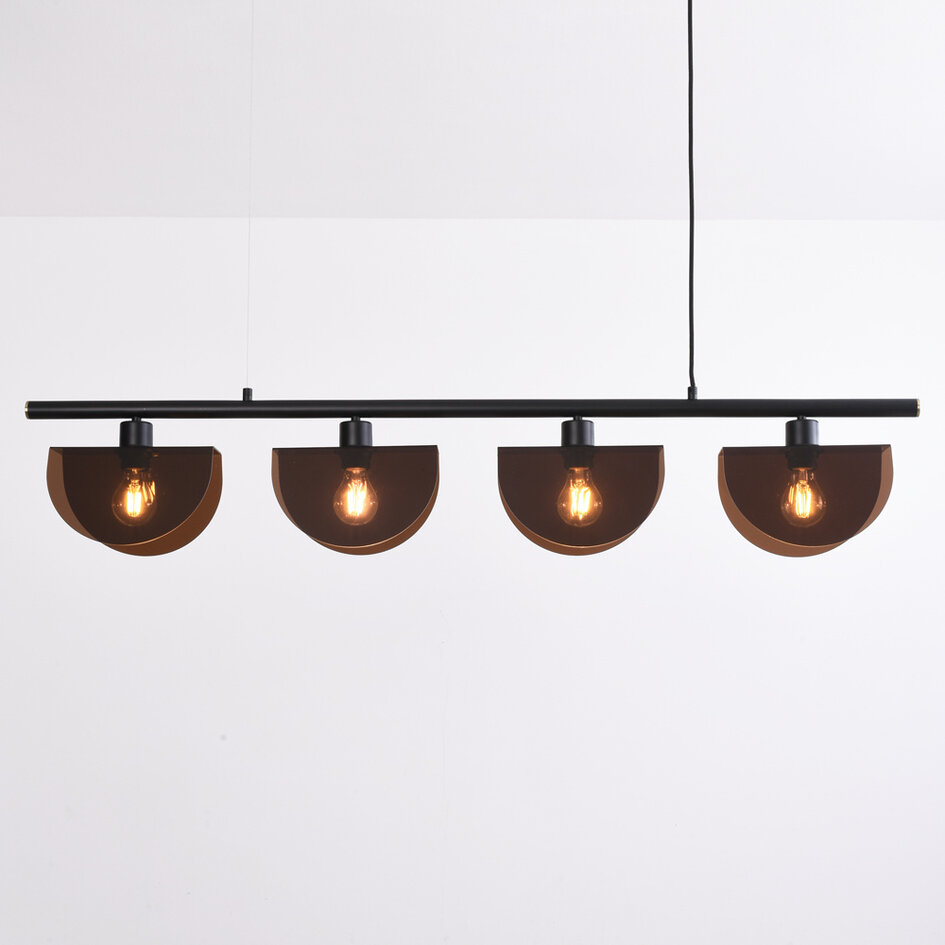 Czarna lampa wisząca z przydymionymi kloszami, 4 światła - Morandi