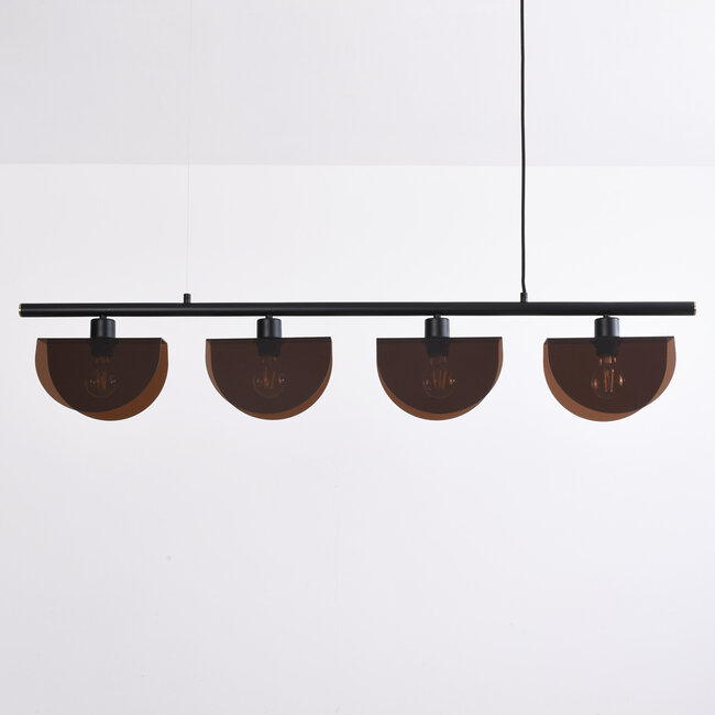 Czarna lampa wisząca z przydymionymi kloszami, 4 światła - Morandi