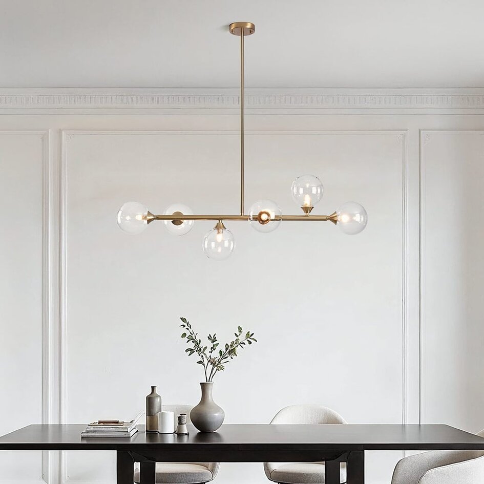 Lampa wisząca Aster - złota z przezroczystym szkłem