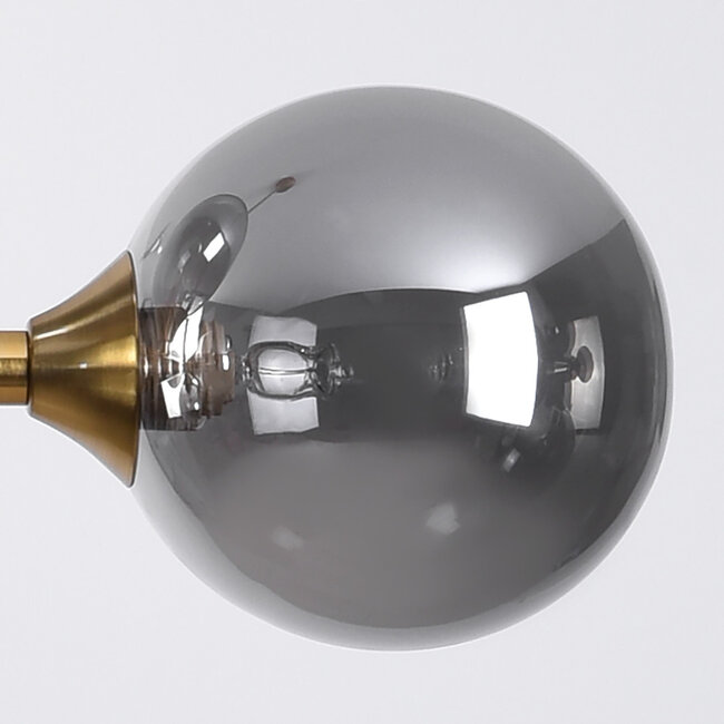 Lampa wisząca Aster – złocista z przydymionym szkłem