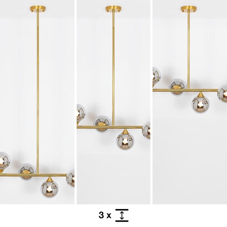Lampa wisząca Aster - złota z dymionym szkłem i efektem lustra