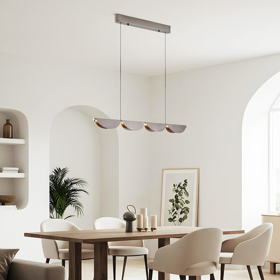Regulowana designerska lampa wisząca z 3-stopniowo ściemnialnymi diodami LED, szczotkowana szarość - Mirai