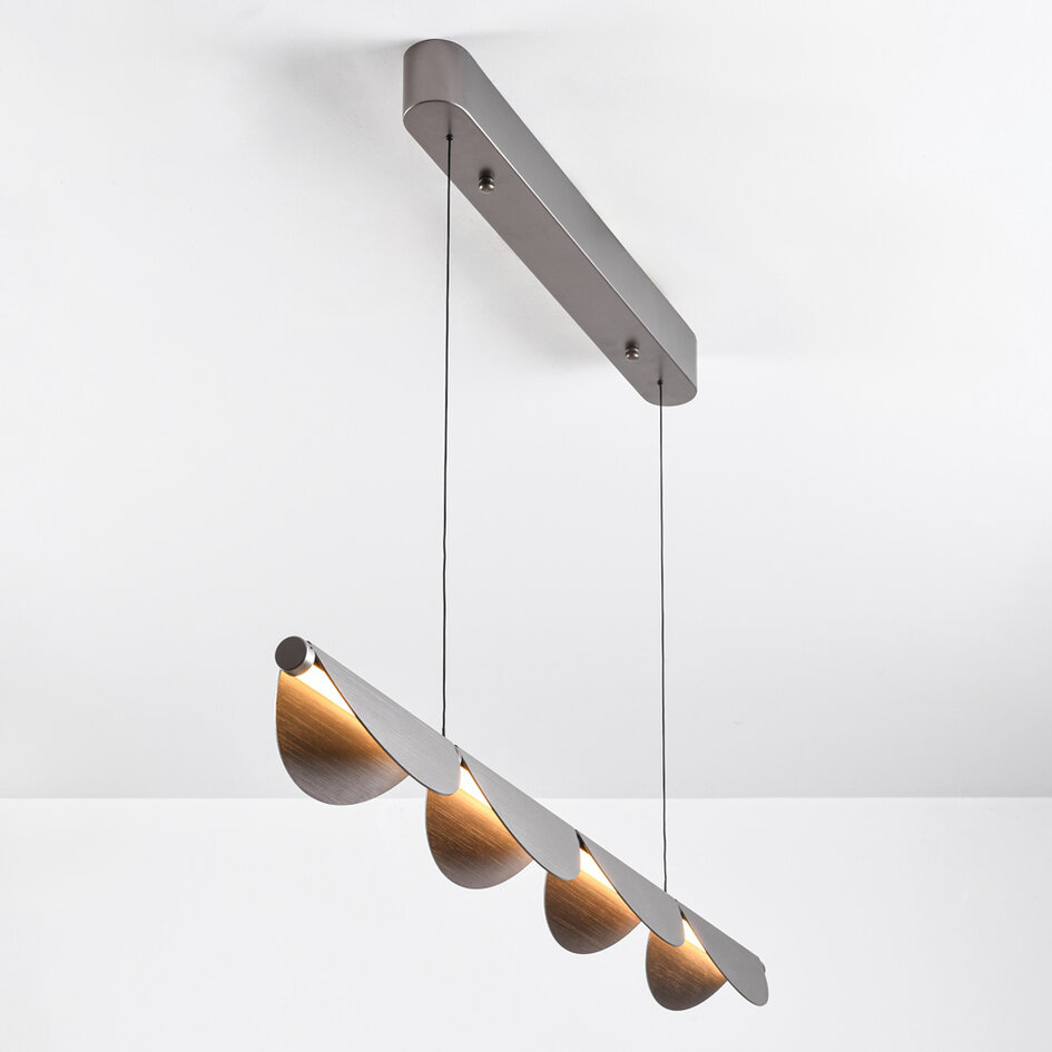 Regulowana designerska lampa wisząca z 3-stopniowo ściemnialnymi diodami LED, szczotkowana szarość - Mirai