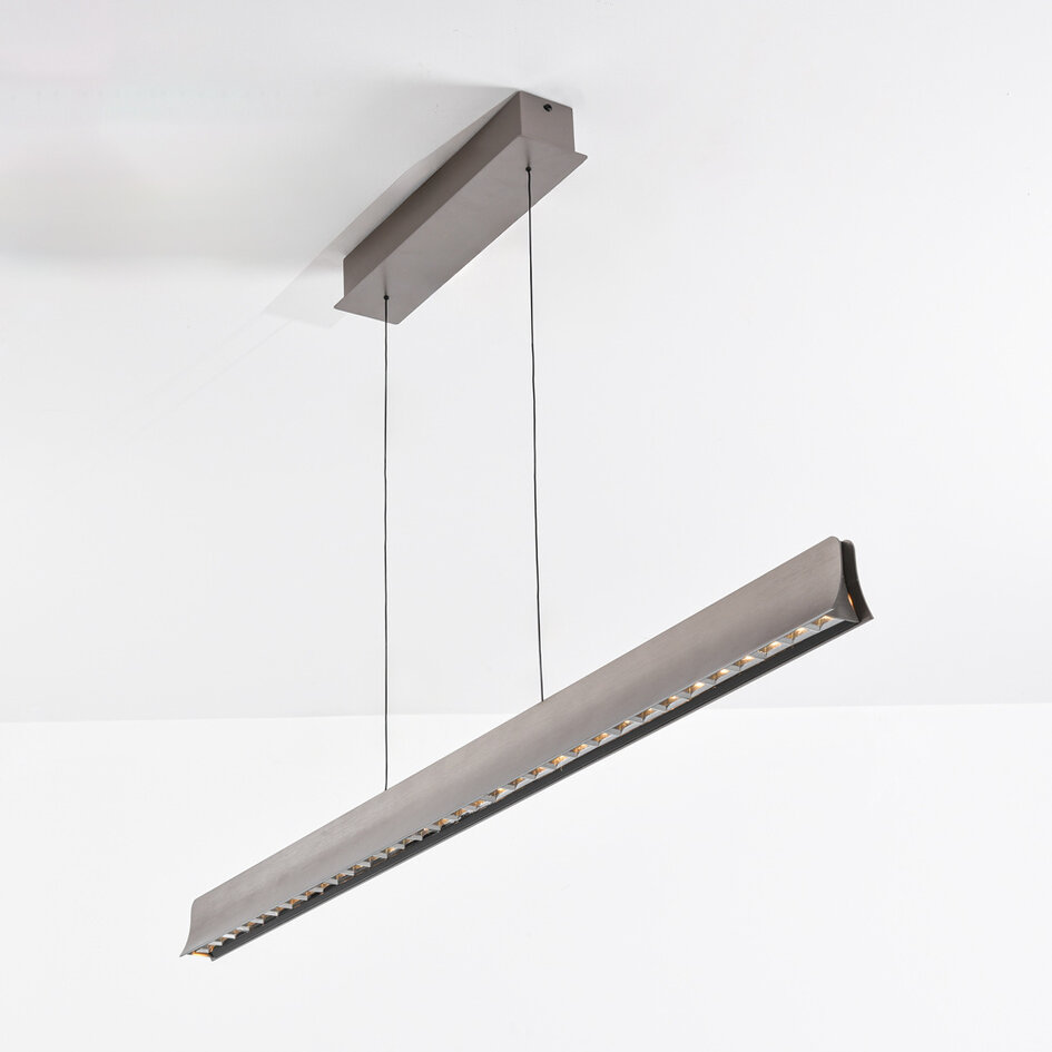 Nowoczesna regulowana lampa wisząca Miyo ze ściemnialnymi diodami LED, szczotkowany szary - maks. 40W
