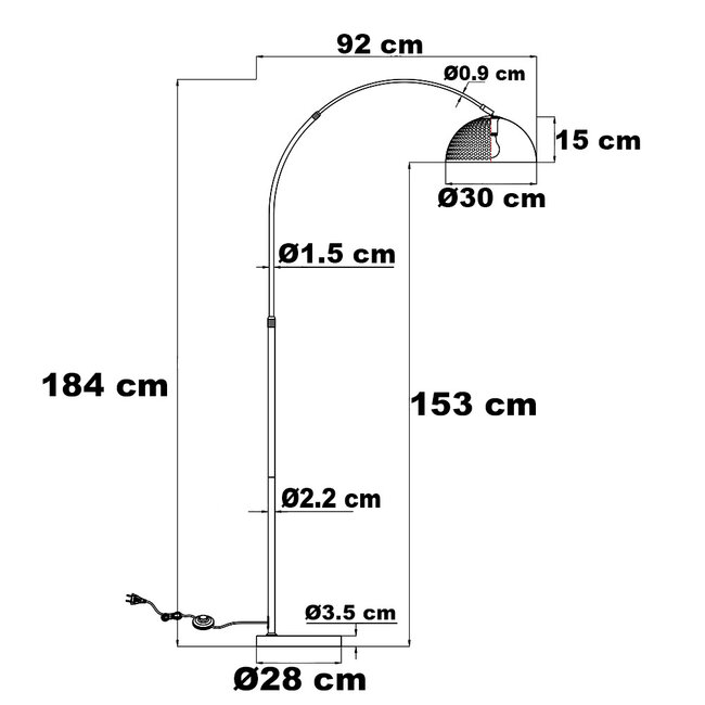 Lampa podłogowa w kształcie łuku - Taree